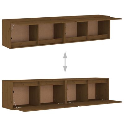 vidaXL Wall Cabinets 2 pcs Honey Brown 31.5"x11.8"x13.8" Solid Wood Pine
