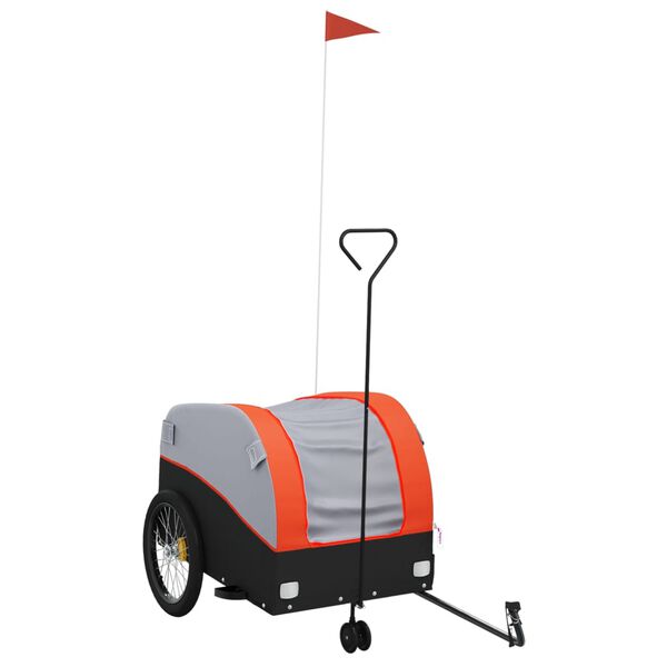vidaXL Bike Trailer Black and Orange 99.2 lb Iron