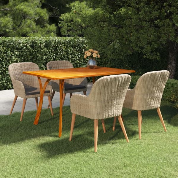 vidaXL Dining Set Brown Solid acacia wood Medium Seats Many Dining Set