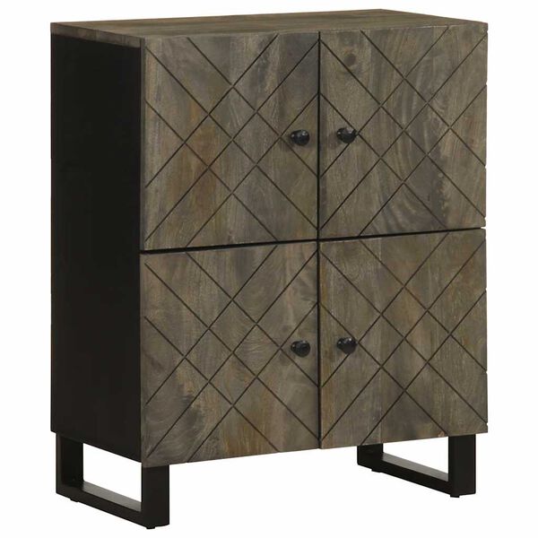 vidaXL Sideboard Black Solid mango wood, engineered wood, metal Medium