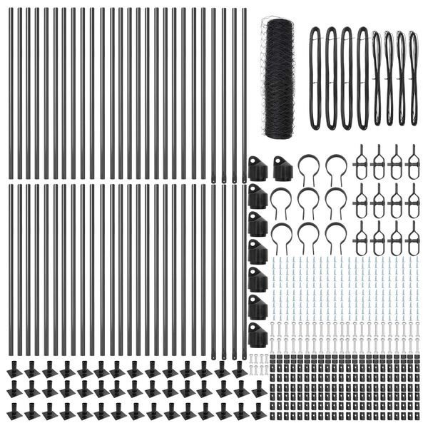 vidaXL Fence with Posts Gray 0.5 x 100 m PVC-coated steel