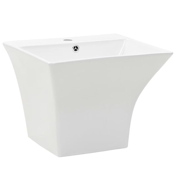 vidaXL Wall-mounted Basin Ceramic White 19.69x17.72x16.14"