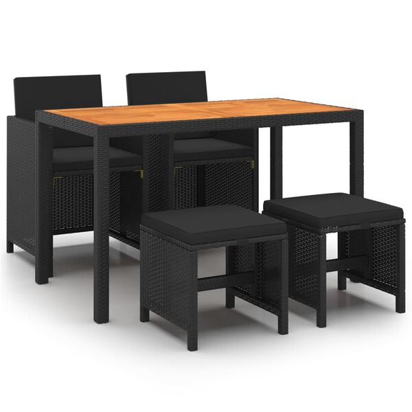 vidaXL Garden Dining Set Black