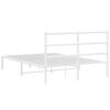 vidaXL Bed Frame White Powder-Coated Steel Double Bed Frame