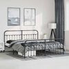 vidaXL Bed Frame Black Powder-Coated Steel Double Bed Durable