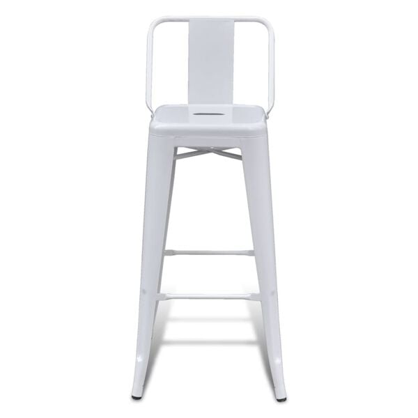 vidaXL Bar Stool Set of 2 White Steel Standard Footrest Minimalist