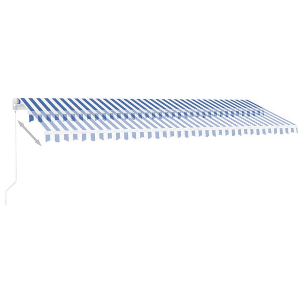 vidaXL Retractable Awning Blue and White Powder-Coated Aluminum
