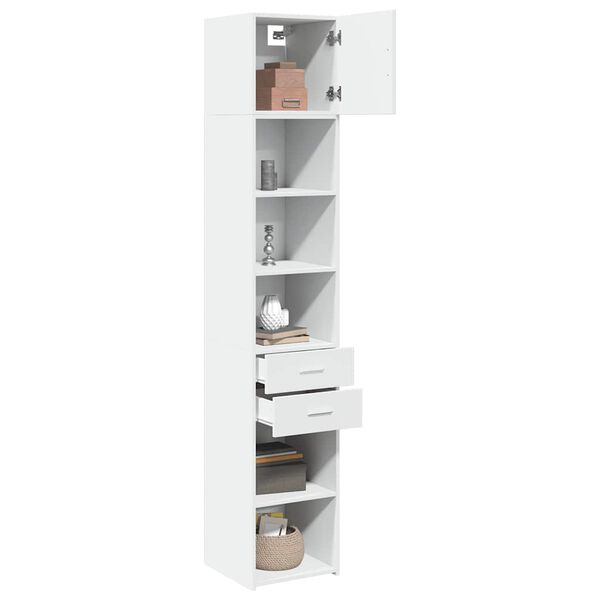 vidaXL Slim Storage Cabinet White Engineered Wood Tall, Slim