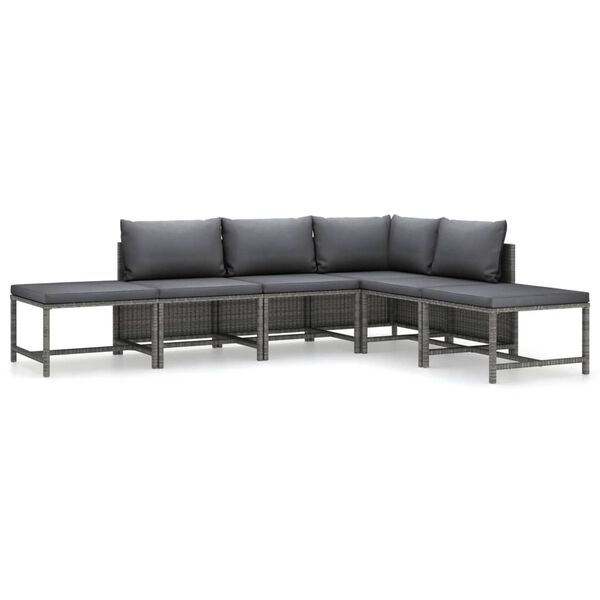vidaXL Garden Lounge Set Grey with Anthracite Cushions