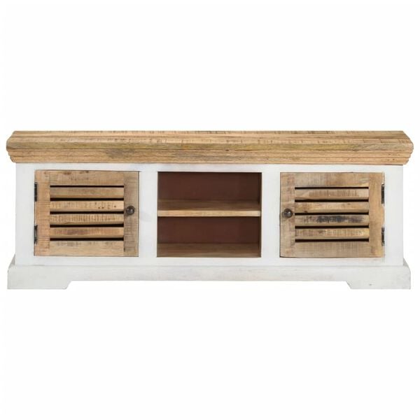 vidaXL TV Cabinet Brown and white Solid mango wood Standard TV Cabinet