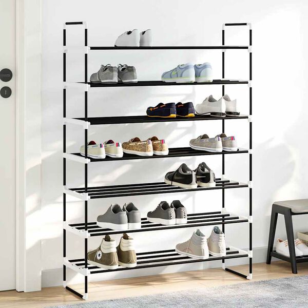 vidaXL Shoe Rack Black Metal and Plastic Large Shoe Rack Rectangular