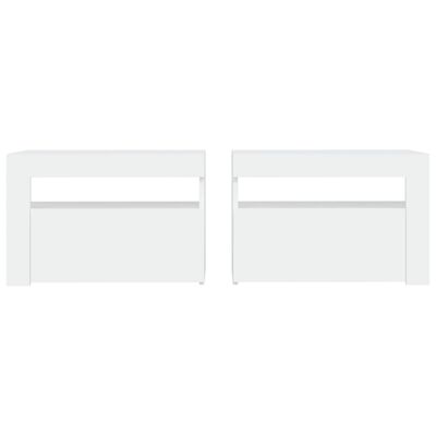 vidaXL Bedside Cabinets 2 pcs with LEDs White 23.6"x13.8"x15.7"