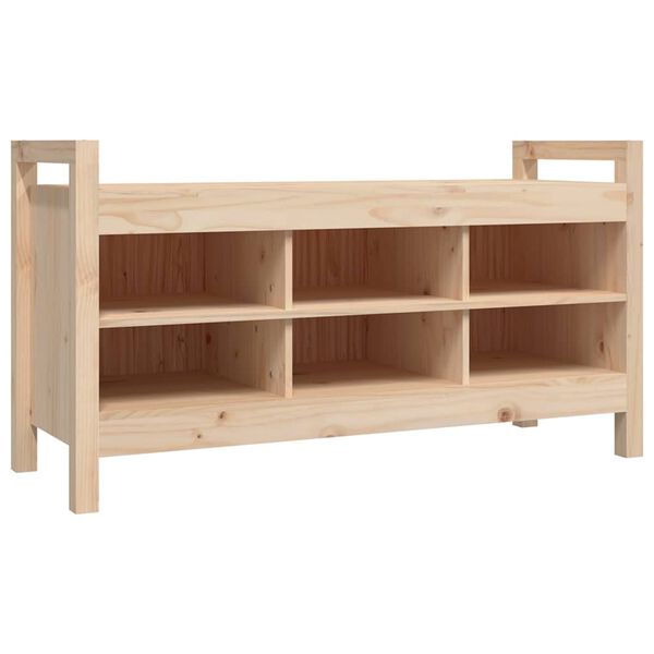 vidaXL Hall Bench Natural Pine Solid Pine Wood Medium Entryway Bench