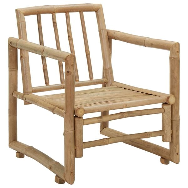 vidaXL Garden Chair Set of 2 Dark grey, Natural Bamboo, Polyester
