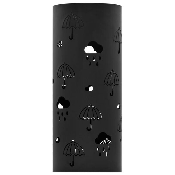 vidaXL Umbrella Stand Black Powder-coated steel Medium Decorative Inlays