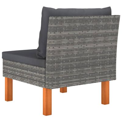 vidaXL Middle Sofas 2 pcs Poly Rattan and Solid Eucalyptus Wood
