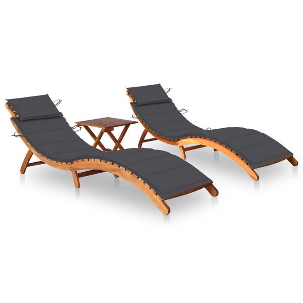 vidaXL Sun Lounger Anthracite Solid Acacia wood with a natural oil finish
