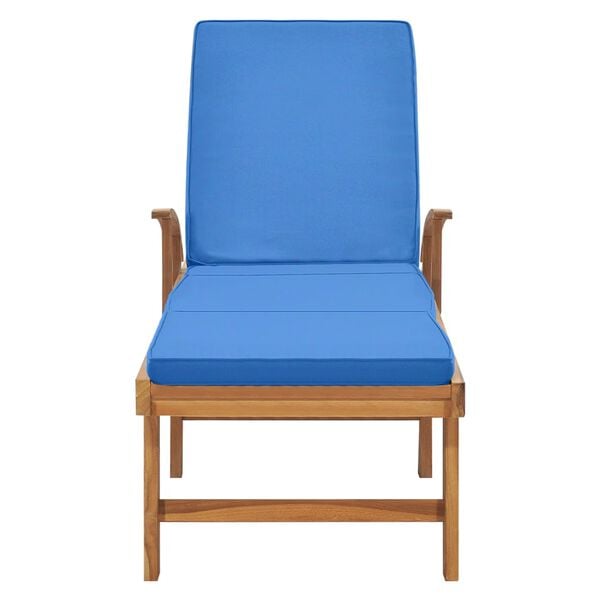 vidaXL Sun Lounger with Cushion Solid Teak Wood Blue
