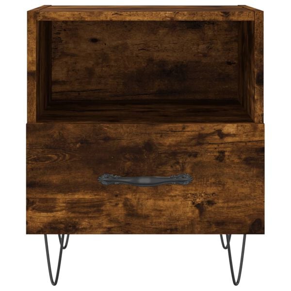 vidaXL Bedside Cabinet Smoked oak Engineered wood, Iron Standard