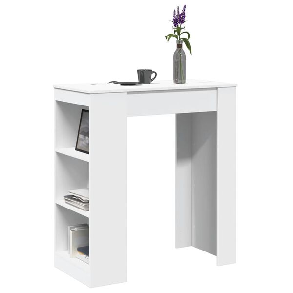 vidaXL Bar Table White Engineered wood Medium Bar Table Rectangular