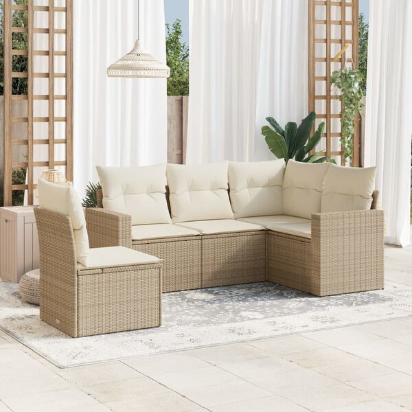 vidaXL Garden Sofa Set Beige PE rattan Compact Modular Garden Sofa Set