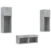 vidaXL 4 Piece TV Wall Stands with LED Lights Concrete Gray