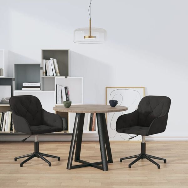 vidaXL Dining Chair Set of 2 Black Velvet, metal, plywood Medium