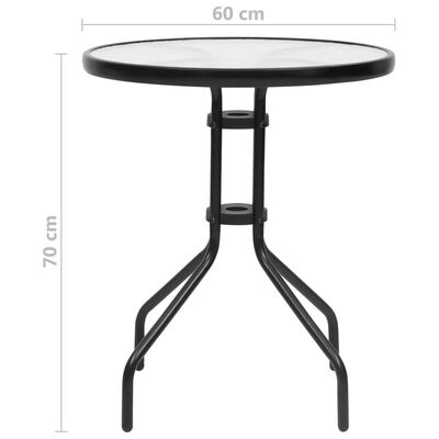 vidaXL Patio Table Black Ø23.6"x27.6" Steel