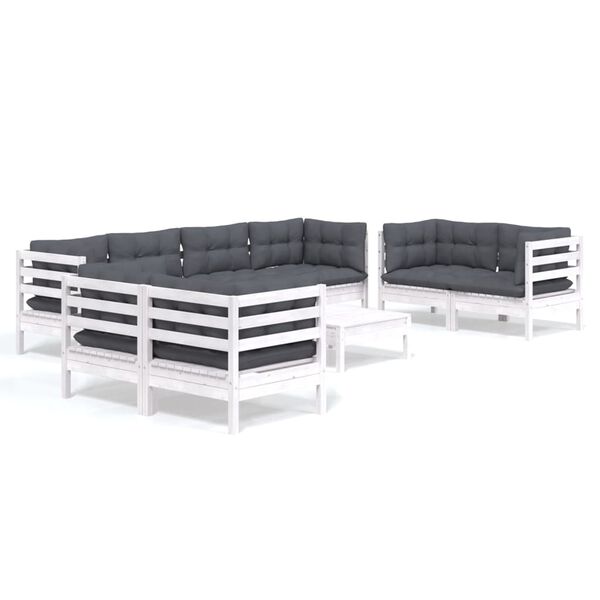 vidaXL Garden Lounge Set White and Anthracite