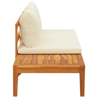 vidaXL Patio Bench with Table Cream White Cushions Solid Acacia Wood