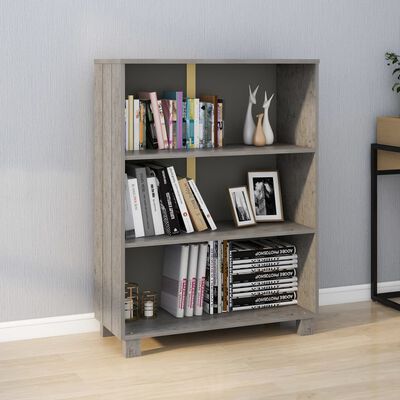 vidaXL Book Cabinet HAMAR Light Gray 33.5"x13.8"x44.1" Solid Wood Pine