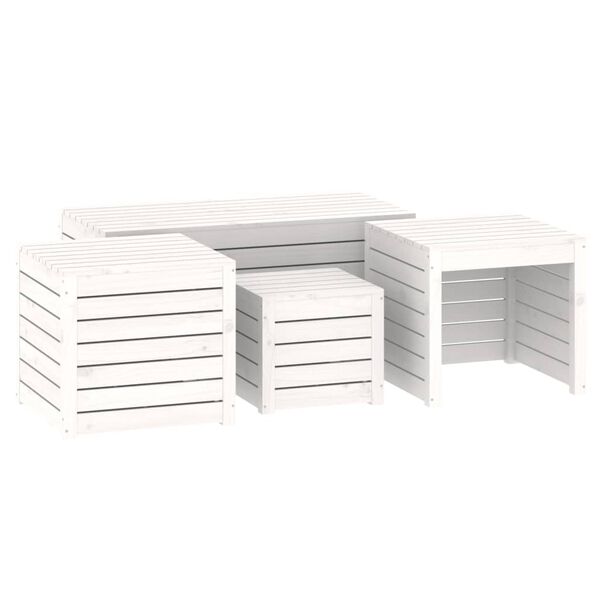 vidaXL Garden Box Set White Solid Pine Wood 4 Piece Set Garden Box Set