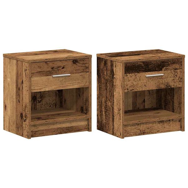 vidaXL Bedside Cabinet Set of 2 Old wood Engineered wood Compact