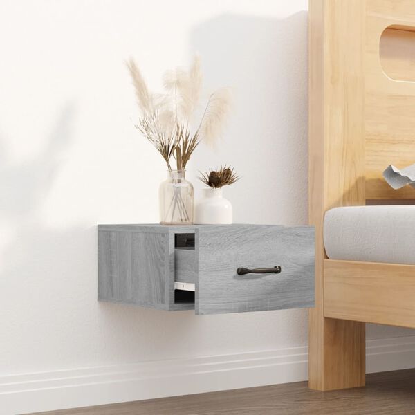 vidaXL Wall-mounted Bedside Cabinet Grey Sonoma Engineered wood