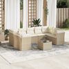 vidaXL Garden Sofa Set Beige Poly Rattan 10 Piece Set Adjustable Feet