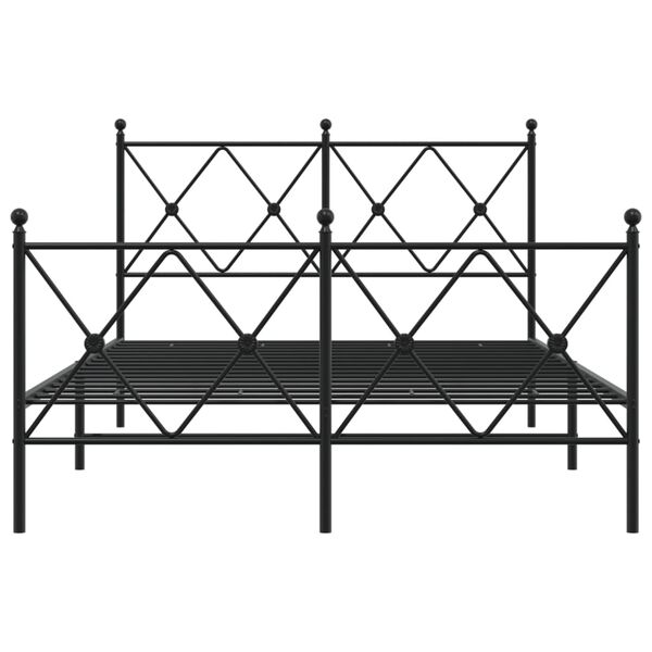 vidaXL Bed Frame Black Steel Double Bed Frame Rectangular