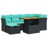 vidaXL 7 Piece Patio Sofa Set with Cushions Brown Poly Rattan Acacia