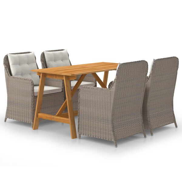 vidaXL Dining Set Brown, Cream White