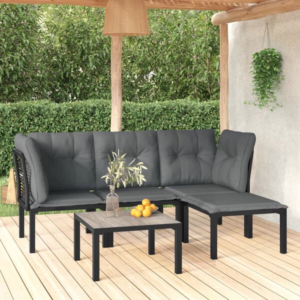 vidaXL Garden Lounge Set Black and Dark Grey