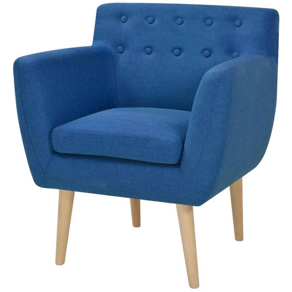 vidaXL Armchair Blue Polyester, Wood 26.4 x 23.2 x 30.3 in Sturdy