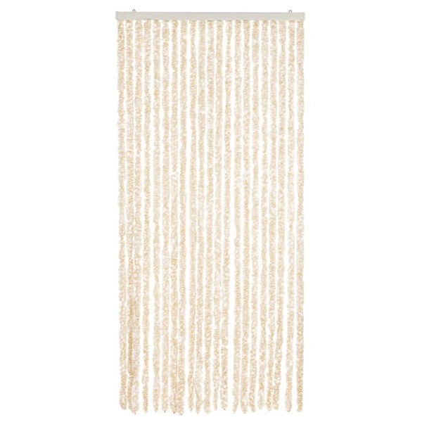 vidaXL Fly Curtain Beige and White 35.4x86.6" Chenille