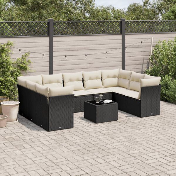vidaXL Garden Sofa Set Black, Cream