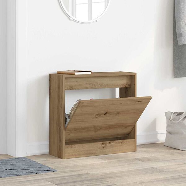 vidaXL Shoe Cabinet artisan oak 23.6" x 8.3" x 22.4" Engineered wood