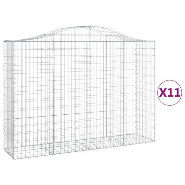 vidaXL Gabion Basket Set of 11 Silver Galvanized Iron Large Durable