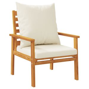 vidaXL Sofa Chair Cream White Solid Acacia wood, 100% polyester Medium