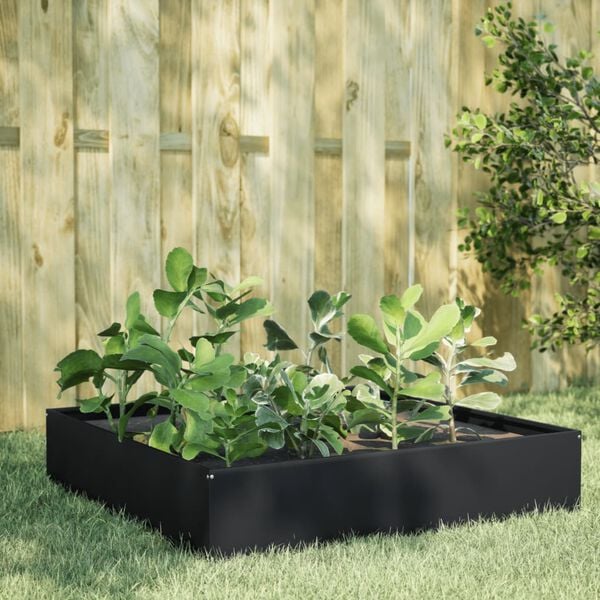 vidaXL Garden Raised Bed Black Steel 39.4x39.4x13.2 in Durable