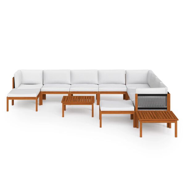 vidaXL Garden Lounge Set Cream Solid Acacia wood Medium