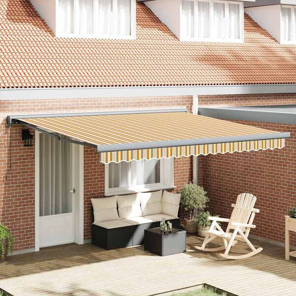 vidaXL Retractable Awning Multicolour 157.48" x 118.11" Fabric, Metal
