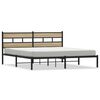 vidaXL Bed Frame Black, Sonoma Oak Iron, Engineered Wood Double