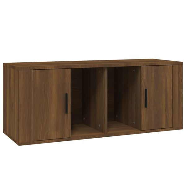 vidaXL TV Cabinet Brown Oak Engineered Wood Rectangular Contemporary
